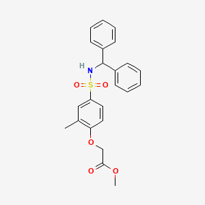 molecular formula C23H23NO5S B11073455 Methyl {4-[(diphenylmethyl)sulfamoyl]-2-methylphenoxy}acetate 