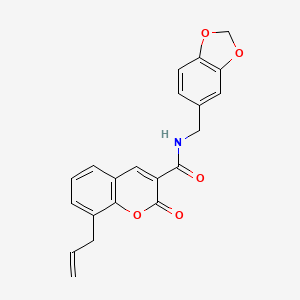 molecular formula C21H17NO5 B11073476 N-(1,3-benzodioxol-5-ylmethyl)-2-oxo-8-(prop-2-en-1-yl)-2H-chromene-3-carboxamide 