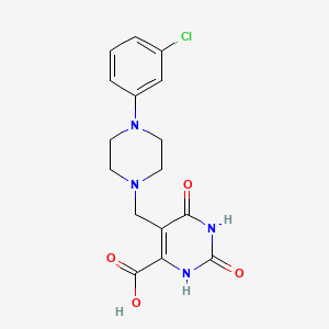 molecular formula C16H17ClN4O4 B11073498 5-{[4-(3-Chlorophenyl)piperazin-1-yl]methyl}-2,6-dioxo-1,2,3,6-tetrahydropyrimidine-4-carboxylic acid 