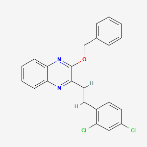 molecular formula C23H16Cl2N2O B11073526 2-(benzyloxy)-3-[(E)-2-(2,4-dichlorophenyl)ethenyl]quinoxaline 