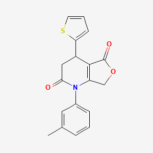 molecular formula C18H15NO3S B11073546 1-(3-methylphenyl)-4-(thiophen-2-yl)-4,7-dihydrofuro[3,4-b]pyridine-2,5(1H,3H)-dione 