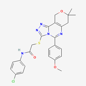 N-(4-chlorophenyl)-2-{[5-(4-methoxyphenyl)-8,8-dimethyl-7,10-dihydro-8H-pyrano[3,4-e][1,2,4]triazolo[4,3-c]pyrimidin-3-yl]sulfanyl}acetamide