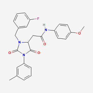 2-[3-(3-fluorobenzyl)-1-(3-methylphenyl)-2,5-dioxoimidazolidin-4-yl]-N-(4-methoxyphenyl)acetamide