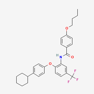 4-butoxy-N-[2-(4-cyclohexylphenoxy)-5-(trifluoromethyl)phenyl]benzamide