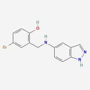 molecular formula C14H12BrN3O B11073640 4-bromo-2-[(1H-indazol-5-ylamino)methyl]phenol 