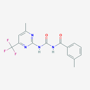 molecular formula C15H13F3N4O2 B11073655 Urea, N-(3-methylbenzoyl)-N'-[4-methyl-6-(trifluoromethyl)-2-pyrimidinyl]- 