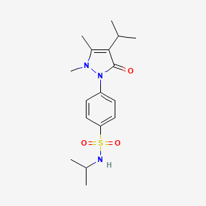 molecular formula C17H25N3O3S B11073686 Benzenesulfonamide, N-isopropyl-4-(4-isopropyl-2,3-dimethyl-5-oxo-2,5-dihydropyrazol-1-yl)- 