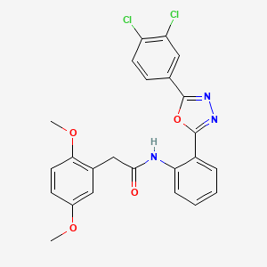 molecular formula C24H19Cl2N3O4 B11073703 N-{2-[5-(3,4-dichlorophenyl)-1,3,4-oxadiazol-2-yl]phenyl}-2-(2,5-dimethoxyphenyl)acetamide 