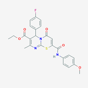 molecular formula C25H22FN3O5S B11073704 ethyl 6-(4-fluorophenyl)-2-[(4-methoxyphenyl)carbamoyl]-8-methyl-4-oxo-4H,6H-pyrimido[2,1-b][1,3]thiazine-7-carboxylate 