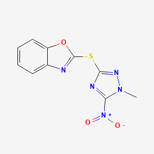 molecular formula C10H7N5O3S B11073719 2-[(1-methyl-5-nitro-1H-1,2,4-triazol-3-yl)sulfanyl]-1,3-benzoxazole 