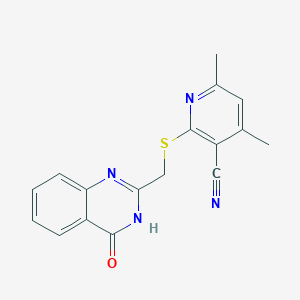 molecular formula C17H14N4OS B11073749 3-Pyridinecarbonitrile, 2-[[(3,4-dihydro-4-oxo-2-quinazolinyl)methyl]thio]-4,6-dimethyl- 