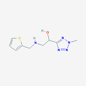 molecular formula C9H13N5OS B11073766 Ethanol, 1-(2-methyl-2H-tetrazol-5-yl)-2-[(thiophen-2-ylmethyl)amino]- 