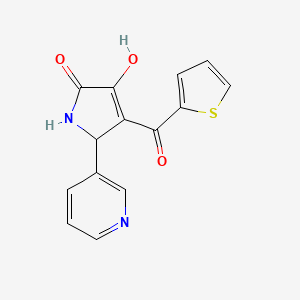 molecular formula C14H10N2O3S B11073771 2H-Pyrrol-2-one, 1,5-dihydro-3-hydroxy-5-(3-pyridinyl)-4-(2-thienylcarbonyl)- 