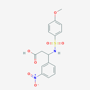 molecular formula C16H16N2O7S B11073794 3-{[(4-Methoxyphenyl)sulfonyl]amino}-3-(3-nitrophenyl)propanoic acid 