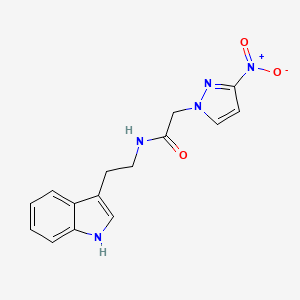 molecular formula C15H15N5O3 B11073803 N-[2-(1H-indol-3-yl)ethyl]-2-(3-nitro-1H-pyrazol-1-yl)acetamide 