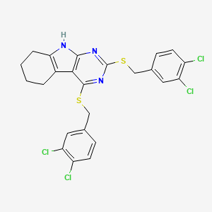 molecular formula C24H19Cl4N3S2 B11073828 2,4-bis[(3,4-dichlorobenzyl)sulfanyl]-6,7,8,9-tetrahydro-5H-pyrimido[4,5-b]indole 