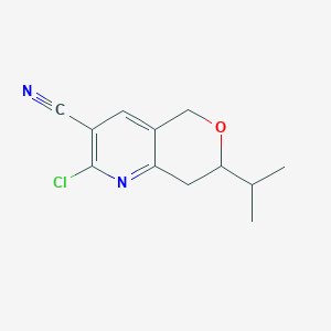 molecular formula C12H13ClN2O B11073835 2-chloro-7-propan-2-yl-7,8-dihydro-5H-pyrano[4,3-b]pyridine-3-carbonitrile CAS No. 697230-73-2