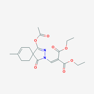 molecular formula C19H24N2O7 B11073873 Diethyl {[4-(acetyloxy)-8-methyl-1-oxo-2,3-diazaspiro[4.5]deca-3,7-dien-2-yl]methylidene}propanedioate 