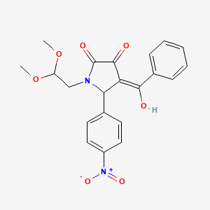 molecular formula C21H20N2O7 B11073895 1-(2,2-dimethoxyethyl)-3-hydroxy-5-(4-nitrophenyl)-4-(phenylcarbonyl)-1,5-dihydro-2H-pyrrol-2-one 