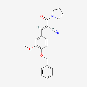 molecular formula C22H22N2O3 B11073924 (2E)-3-[4-(benzyloxy)-3-methoxyphenyl]-2-(pyrrolidin-1-ylcarbonyl)prop-2-enenitrile 