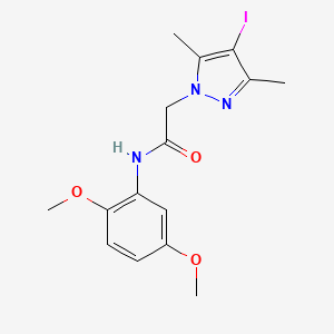 molecular formula C15H18IN3O3 B11073931 N-(2,5-dimethoxyphenyl)-2-(4-iodo-3,5-dimethyl-1H-pyrazol-1-yl)acetamide 