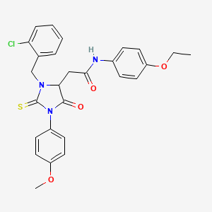 2-[3-(2-chlorobenzyl)-1-(4-methoxyphenyl)-5-oxo-2-thioxoimidazolidin-4-yl]-N-(4-ethoxyphenyl)acetamide