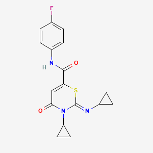 (2Z)-3-cyclopropyl-2-(cyclopropylimino)-N-(4-fluorophenyl)-4-oxo-3,4-dihydro-2H-1,3-thiazine-6-carboxamide