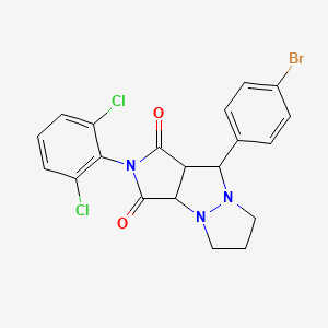 molecular formula C20H16BrCl2N3O2 B11073964 9-(4-bromophenyl)-2-(2,6-dichlorophenyl)tetrahydro-5H-pyrazolo[1,2-a]pyrrolo[3,4-c]pyrazole-1,3(2H,3aH)-dione 