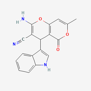 molecular formula C18H13N3O3 B11073975 2-amino-4-(1H-indol-3-yl)-7-methyl-5-oxo-4H,5H-pyrano[4,3-b]pyran-3-carbonitrile 