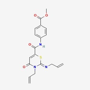 molecular formula C19H19N3O4S B11073982 methyl 4-({[(2Z)-4-oxo-3-(prop-2-en-1-yl)-2-(prop-2-en-1-ylimino)-3,4-dihydro-2H-1,3-thiazin-6-yl]carbonyl}amino)benzoate 