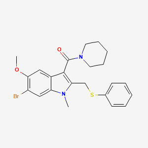 molecular formula C23H25BrN2O2S B11074015 {6-bromo-5-methoxy-1-methyl-2-[(phenylsulfanyl)methyl]-1H-indol-3-yl}(piperidin-1-yl)methanone 