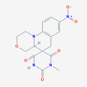 molecular formula C16H16N4O6 B11074047 1'-methyl-8-nitro-1,2,4,4a-tetrahydro-2'H,6H-spiro[1,4-oxazino[4,3-a]quinoline-5,5'-pyrimidine]-2',4',6'(1'H,3'H)-trione 