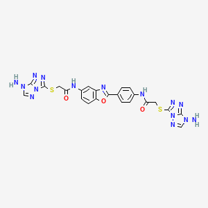 2-[(7-amino-7H-[1,2,4]triazolo[4,3-b][1,2,4]triazol-3-yl)sulfanyl]-N-{4-[5-({[(7-amino-7H-[1,2,4]triazolo[4,3-b][1,2,4]triazol-3-yl)sulfanyl]acetyl}amino)-1,3-benzoxazol-2-yl]phenyl}acetamide