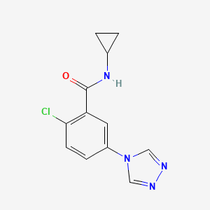 molecular formula C12H11ClN4O B11074097 2-chloro-N-cyclopropyl-5-(4H-1,2,4-triazol-4-yl)benzamide 