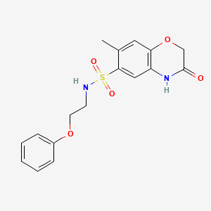 molecular formula C17H18N2O5S B11074117 7-methyl-3-oxo-N-(2-phenoxyethyl)-3,4-dihydro-2H-1,4-benzoxazine-6-sulfonamide 