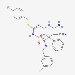 7'-Amino-1-(3-fluorobenzyl)-2'-[(4-fluorobenzyl)thio]-2,4'-dioxo-1,2,4',8'-tetrahydro-3'H-spiro[indole-3,5'-pyrido[2,3-D]pyrimidine]-6'-carbonitrile