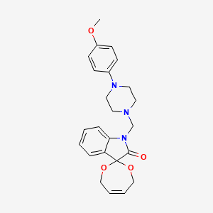 molecular formula C24H27N3O4 B11074147 1'-{[4-(4-methoxyphenyl)piperazin-1-yl]methyl}-4,7-dihydrospiro[1,3-dioxepine-2,3'-indol]-2'(1'H)-one 