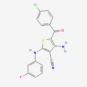 4-Amino-5-[(4-chlorophenyl)carbonyl]-2-[(3-fluorophenyl)amino]thiophene-3-carbonitrile