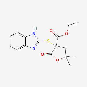 ethyl 3-(1H-benzimidazol-2-ylsulfanyl)-5,5-dimethyl-2-oxotetrahydrofuran-3-carboxylate