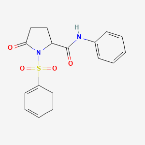 molecular formula C17H16N2O4S B11074203 1-(benzenesulfonyl)-5-oxo-N-phenylpyrrolidine-2-carboxamide 