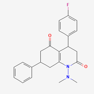 molecular formula C23H23FN2O2 B11074212 1-(dimethylamino)-4-(4-fluorophenyl)-7-phenyl-4,6,7,8-tetrahydroquinoline-2,5(1H,3H)-dione 