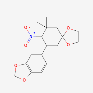 9-(1,3-Benzodioxol-5-yl)-7,7-dimethyl-8-nitro-1,4-dioxaspiro[4.5]decane