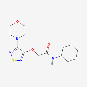 molecular formula C14H22N4O3S B11074258 N-cyclohexyl-2-{[4-(morpholin-4-yl)-1,2,5-thiadiazol-3-yl]oxy}acetamide 