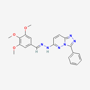 molecular formula C21H20N6O3 B11074270 3-phenyl-6-[(2E)-2-(3,4,5-trimethoxybenzylidene)hydrazinyl][1,2,4]triazolo[4,3-b]pyridazine 