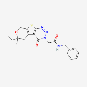 Acetamide, N-benzyl-2-(6-ethyl-6-methyl-4-oxo-5,8-dihydro-4H,6H-7-oxa-9-thia-1,2,3-triazafluoren-3-yl)-