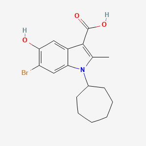 molecular formula C17H20BrNO3 B11074276 6-bromo-1-cycloheptyl-5-hydroxy-2-methyl-1H-indole-3-carboxylic acid 