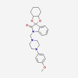 molecular formula C26H31N3O4 B11074280 1'-{[4-(4-methoxyphenyl)piperazin-1-yl]methyl}-3a,4,5,6,7,7a-hexahydrospiro[1,3-benzodioxole-2,3'-indol]-2'(1'H)-one 