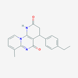 molecular formula C20H19N3O2 B11074316 6-(4-ethylphenyl)-11-methyl-1,3,9-triazatricyclo[8.4.0.02,7]tetradeca-2(7),9,11,13-tetraene-4,8-dione 