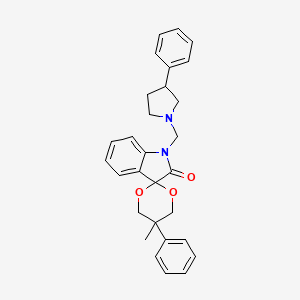 molecular formula C29H30N2O3 B11074320 5-methyl-5-phenyl-1'-[(3-phenylpyrrolidin-1-yl)methyl]spiro[1,3-dioxane-2,3'-indol]-2'(1'H)-one 