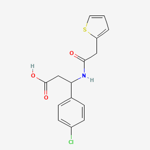 molecular formula C15H14ClNO3S B11074347 Propionic acid, 3-(4-chlorophenyl)-3-(2-thiophen-2-ylacetylamino)- 